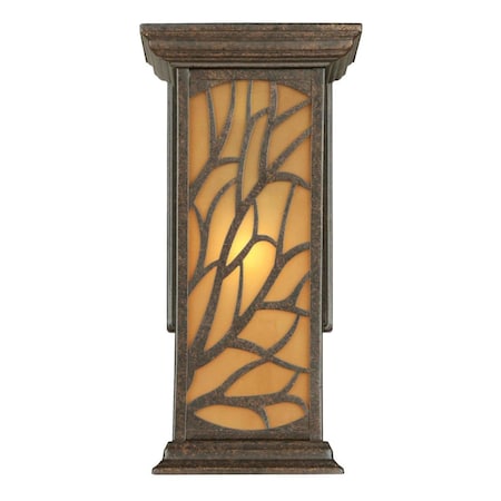 Fixture Wall Outdoor 60W Glassenwillow, Victorian Brnz Amber Frosted Glass